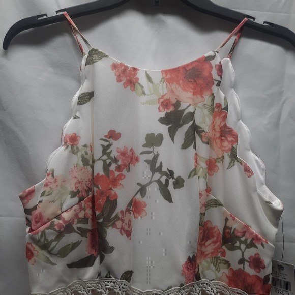 NWT A. Byers scalloped top peachy pink mesh lace waist knee length dress 11 - Picture 3 of 11